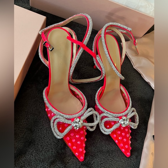 Mach & Mach Crystal Double Bow PVC Pointed Toe Pump heels shoes 41 - Picture 1 of 12
